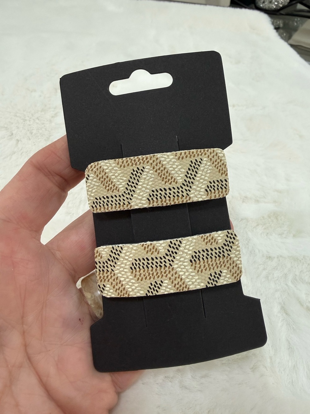 Goyard upcycled Gold-Tone Hair Clips with Patterned Accents